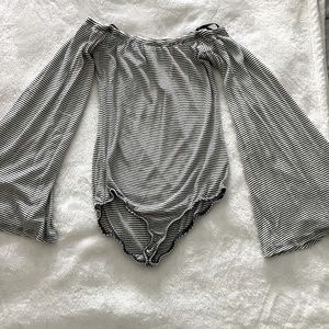 Womens striped off the shoulder bodysuit